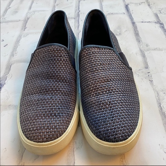 Blue woven slip on sneakers Vince Preston size 7 white chunky sole - Picture 5 of 13